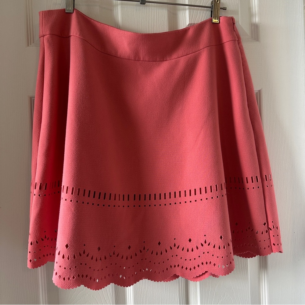 LOFT Coral Pink Skirt with Cut Out Details Size 14